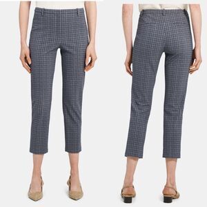 Theory CL Slim Cropped Pant in Printed Performance Knit Gray Multi Size 4